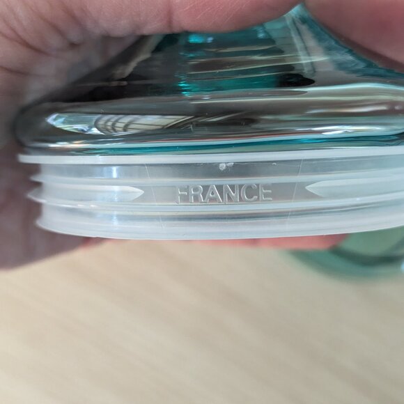 Vintage 2 LUMINARC aqua blue glass storage jars, Coastal FRENCH apothecary jars - Picture 6 of 6